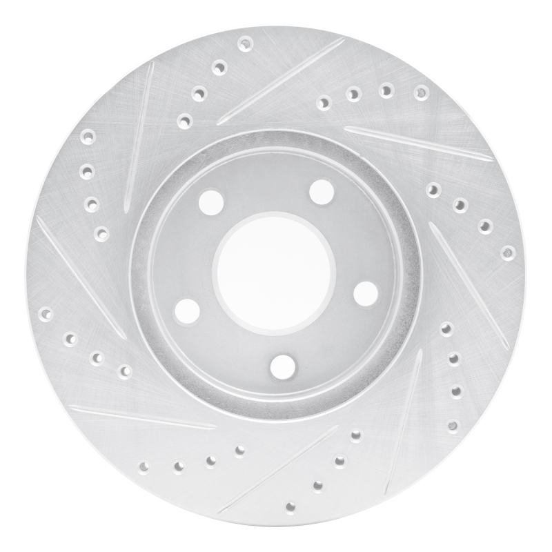 Chevrolet Cobalt Brake Rotor (1) - Front Right - R1 Concepts - Drilled & Slotted - Silver - `07-`10